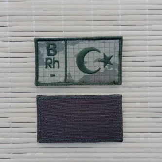 İzmir Askeri Malzeme Kara Kuvvetleri Eski Kamuflaj Renkli Nakış işlemeli B Rh - Kan Gruplu Arma Patch Peç