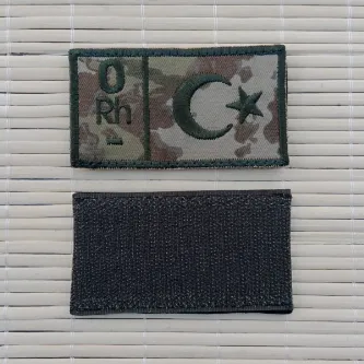 İzmir Askeri Malzeme Kara Kuvvetleri Kamuflaj Renkli Nakış işlemeli 0 Rh - Kan Gruplu Arma Patch Peç
