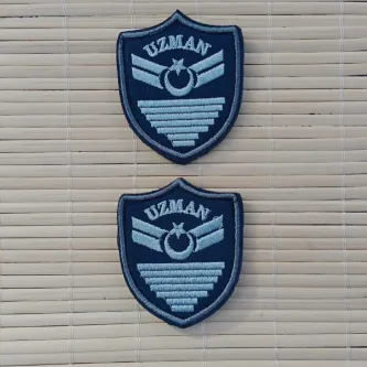 İzmir Askeri Malzeme 2 Adet Hava Kuvvetleri Havacı Uzman Çavuş 7 Kademe Lacivert Zemin Nakışlı Mini Polar Arma Patch Peç