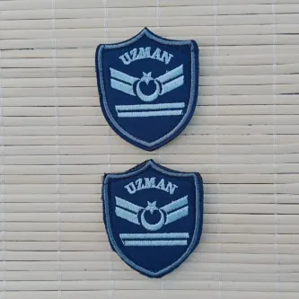 İzmir Askeri Malzeme 2 Adet Havacı Uzman Çavuş 2 Kademe Lacivert Zemin Nakışlı Mini Polar Arma Patch Peç