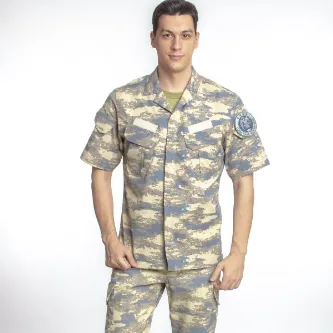 İzmir Askeri Malzeme Hava Kuvvetleri Yeni Kamuflaj Renkli Kısa Kollu Taktik Gömlek Kargo Cepli Taktik Pantolon