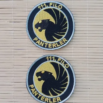 İzmir Askeri Malzeme 2 Adet 111. Filo Panterler Yazılı Logolu Nakış işlemeli Arma Peç Patch