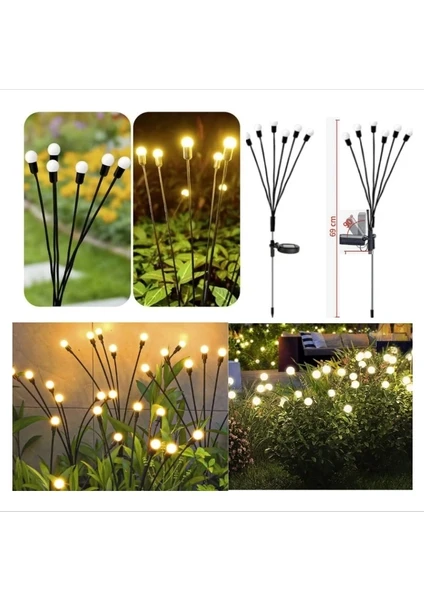 Exporanto 6 Led'li Güneş Enerjili Bahçe Çiti Aydınlatma Lamba (Sarı) görsel 4
