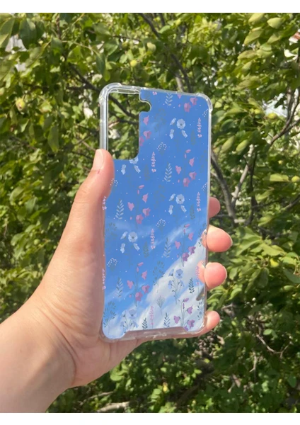 Exporanto Samsung S21 Plus Uyumlu Aynalı Mor Çiçek Desenli Darbe Kamera Korumalı Silikon Telefon Kılıfı görsel 2