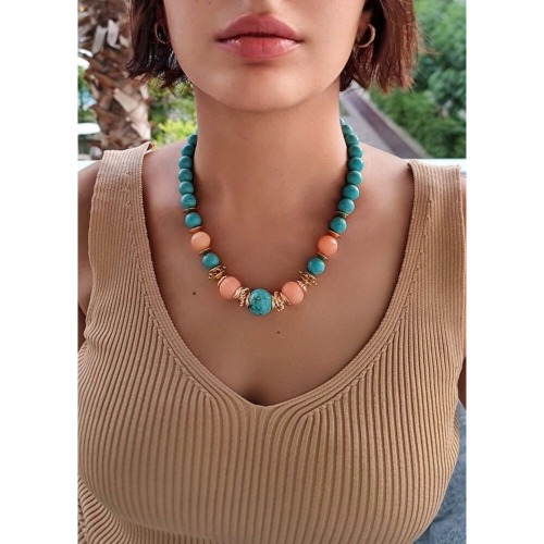 ELLENT Ocean Blue - Sıkma Mercan Kolye