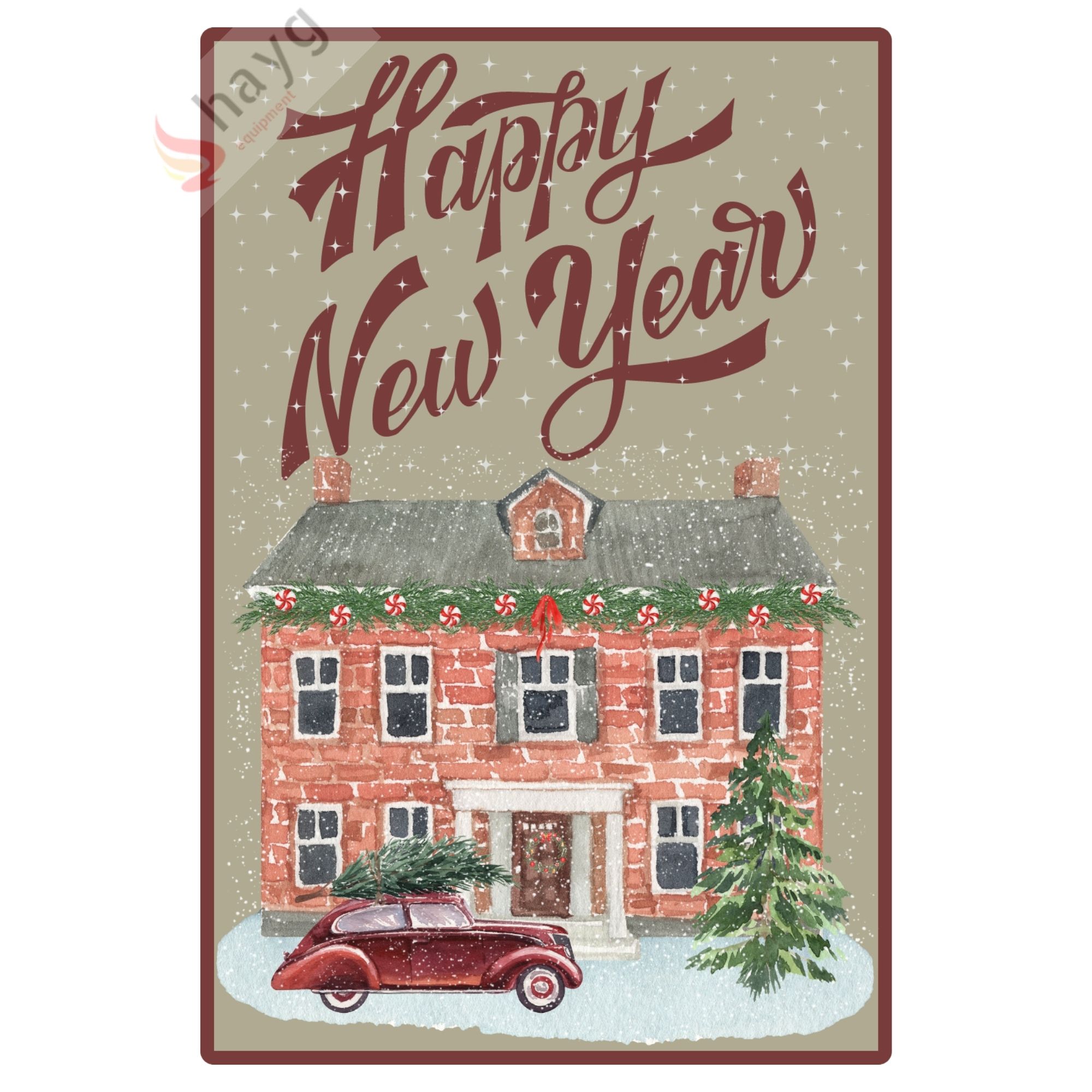 Happy New Year Metal Dekoratif Vintage Levha, Alüminyum Duvar - Kapı Tabelası 15cm x 22,5cm görsel 3