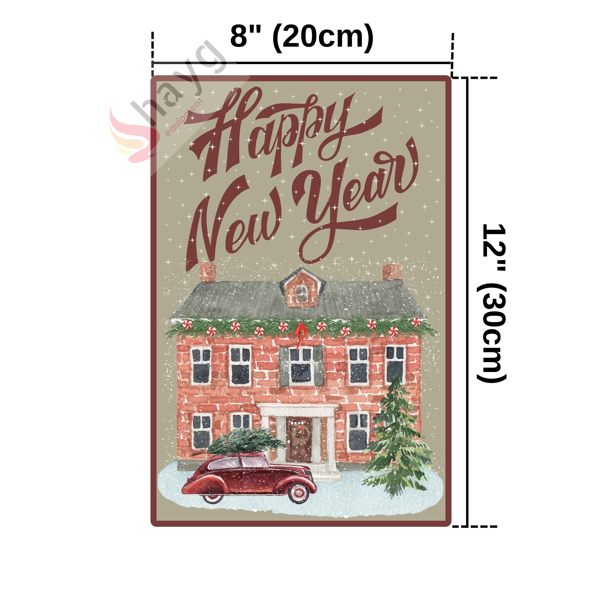 Happy New Year Metal Dekoratif Vintage Levha, Alüminyum Duvar - Kapı Tabelası 20cm x 30cm görsel 4