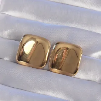 BUTİK AYVİTRİN 316L Çelik Gold Renk Aynalı Ezme Küpe