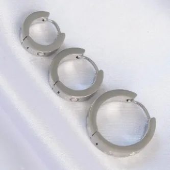 BUTİK AYVİTRİN 316L Çelik Gümüş Renk Model 3lü Halka Küpe