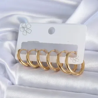 BUTİK AYVİTRİN 316L Çelik Gold Renk Halka Model Kadın Küpe Seti