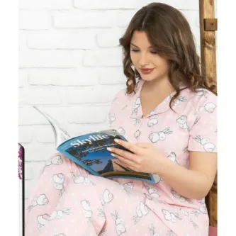 BAV Butik Ayvitrin Kadın Gömlek Yaka Önden Düğmeli Pijama Takımı