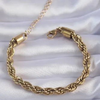 BUTİK AYVİTRİN Kadın 316L Çelik Gold Renk Kalın Burgu Zincir Bileklik