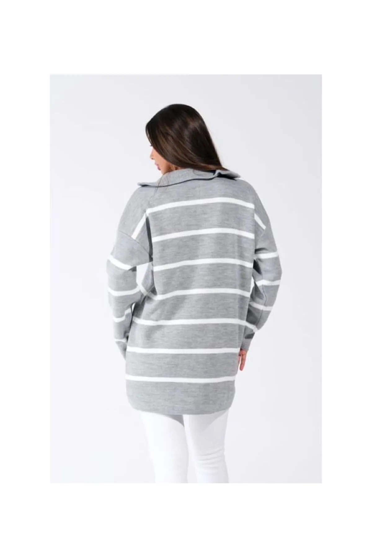 GButik's Fermuarlı Çizgili Triko Tunik görsel 5