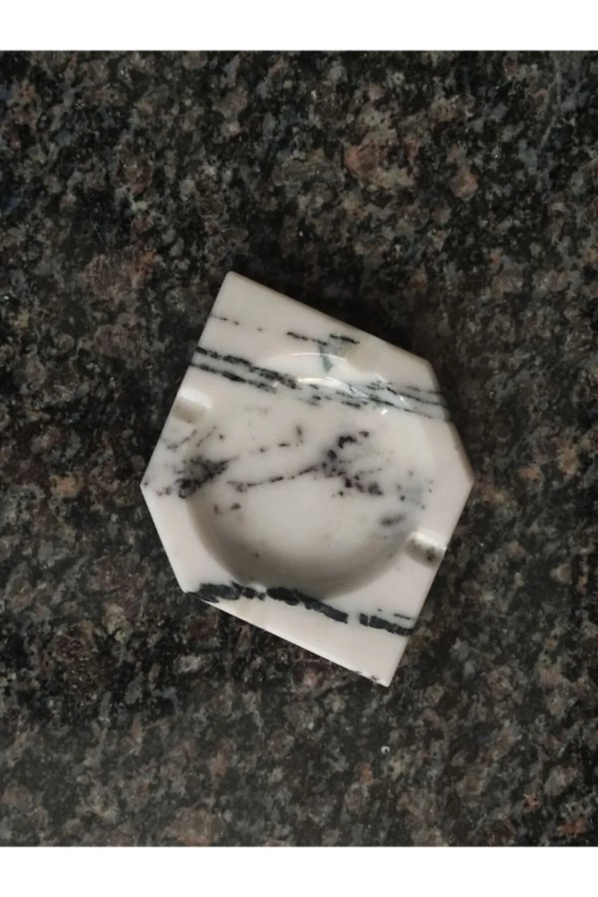 Pergamon Leylak Üçgen Mermer Küllük Gerçek Mermer Tek Adet görsel 2