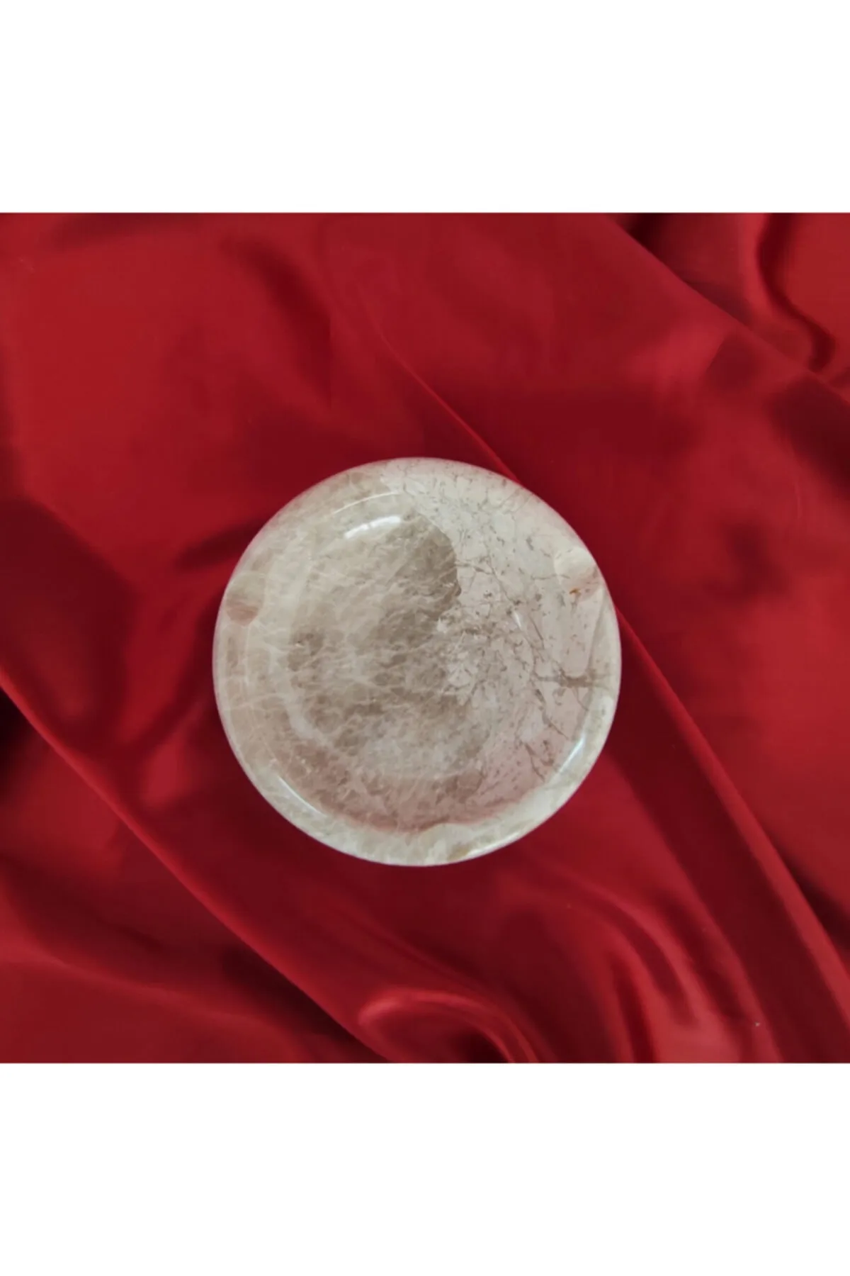 Pergamon Bej Mermer Yuvarlak Küllük Kül Tablası Tek Adet görsel 2