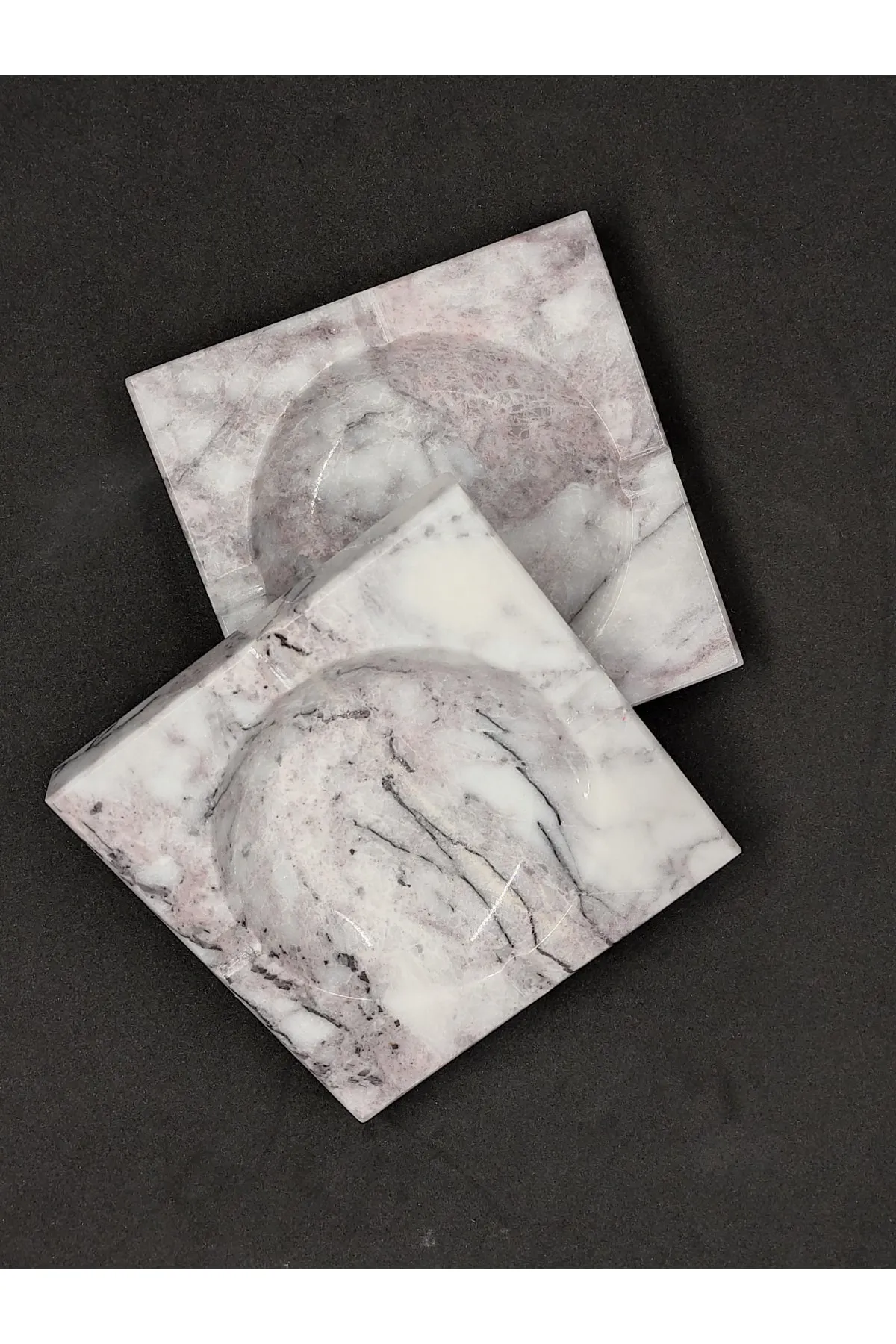 Pergamon Lilac (Leylak) Mermer Küllük 2'li Set Kül Tablası görsel 2