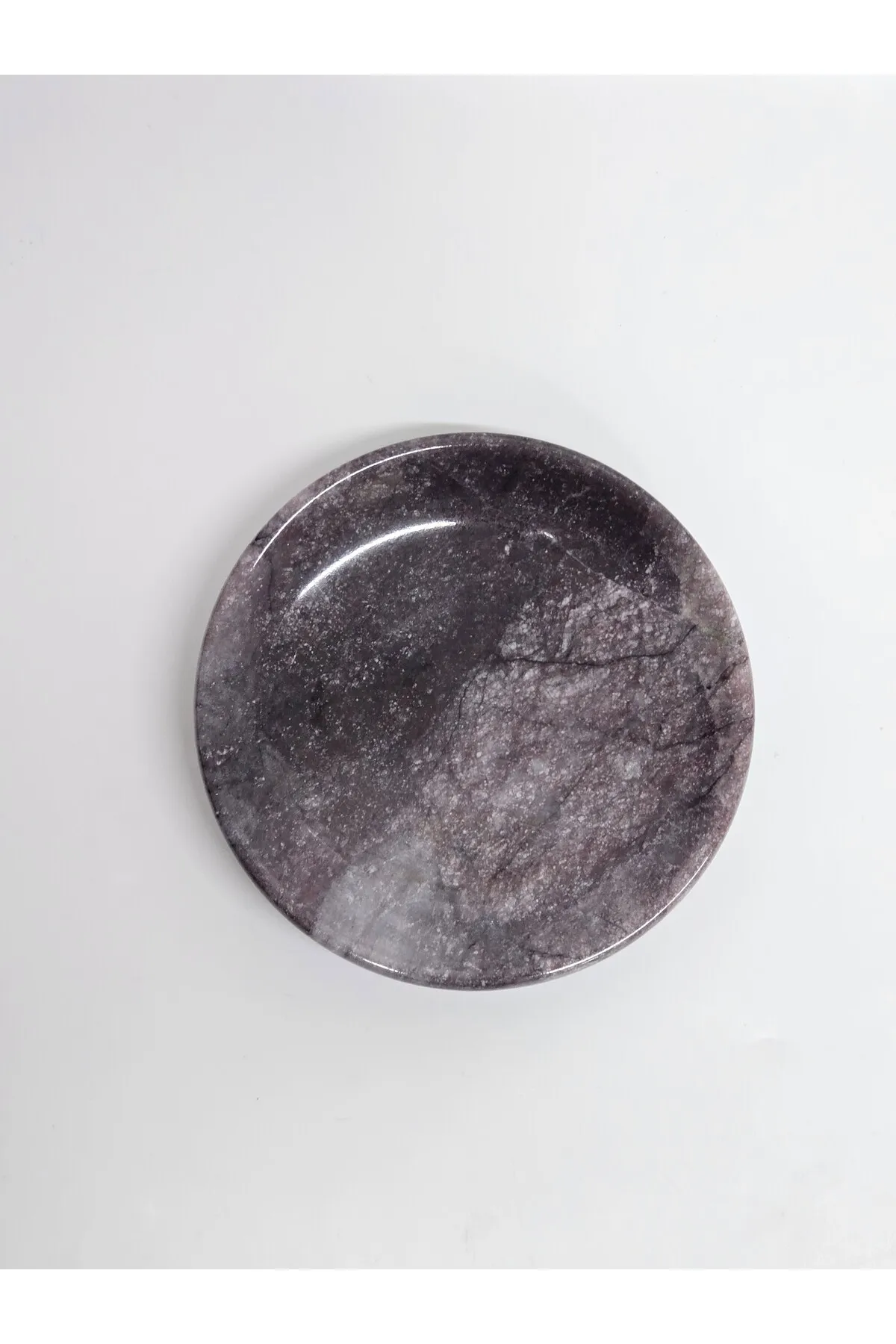 Pergamon Gerçek Mermer Katı Sabunluk El Yapımıdır Tamamen Doğal Mermer Koyu Leylak mor rengi görsel 2