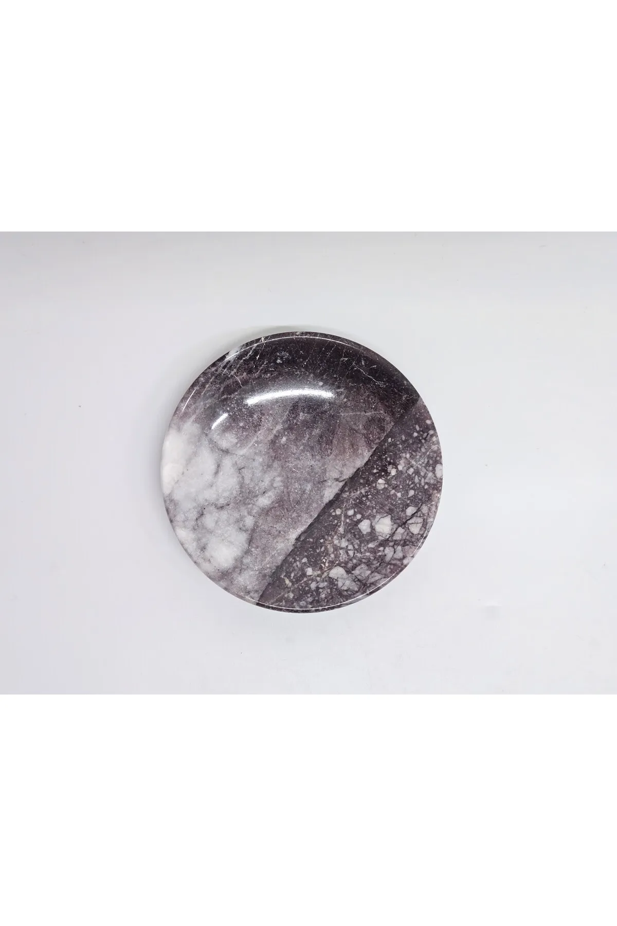 Pergamon Gerçek Mermer Katı Sabunluk El Yapımıdır Tamamen Doğal Mermer Koyu Leylak mor rengi görsel 4