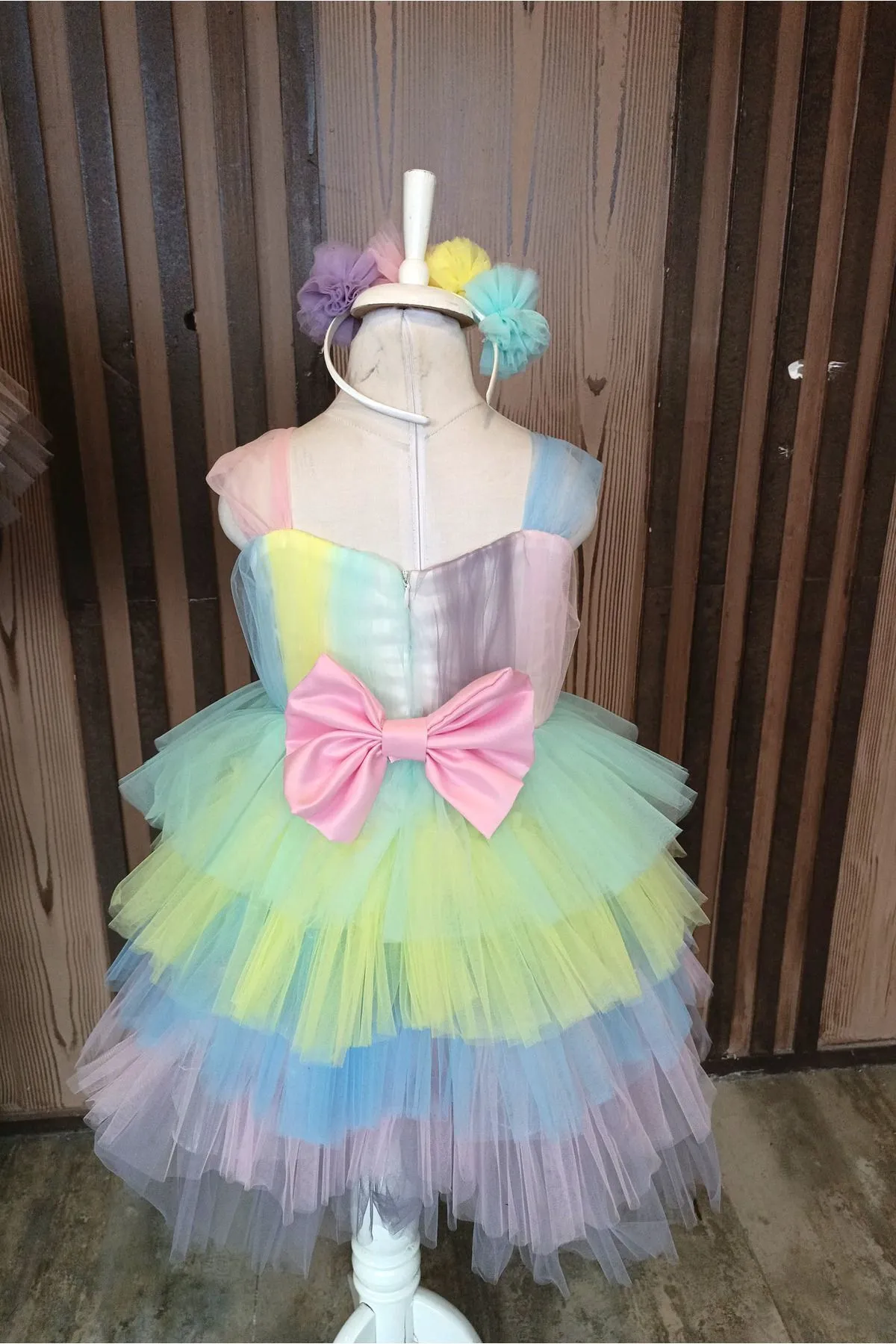 Melek Golden Kız Çocuk Abiye Unicorn Elbise Kız Çocuk Elbise görsel 4