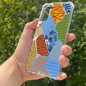 Exporanto Samsung S21 Plus Uyumlu Aynalı Renkli Leopar Desenli Darbe Kamera Korumalı Silikon Telefon Kılıfı