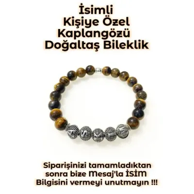Tesbih Sakarya - İsimli - Kişiye Özel - Kaplan Gözü Doğaltaş Unisex Bileklik