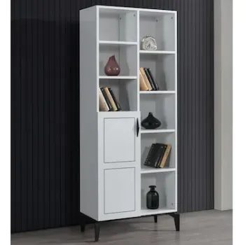 Sivas Gözde Mobilya Çizgi Kitaplık Raflı Kapaklı 70x37x180cm