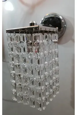 Tekay Aydınlatma Metal krom taşlı duvar aplik
