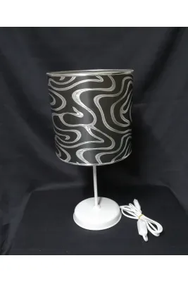 Tekay Aydınlatma Siyah zebra gümüş desenli genç odası yatak odası abajuru