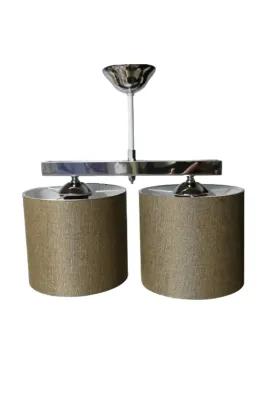 Tekay Aydınlatma 2 Li metal krom iskelet hasır başlıklı avize