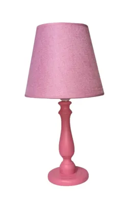 Tekay Aydınlatma Pembe ahşap ayaklı pembe başlıklı kız çocuk odası yatak odası abajuru