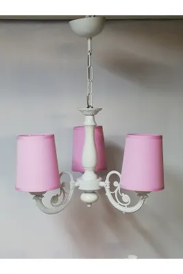 Tekay Aydınlatma 3 Lü Pembe şapkalı Kız Çocuk Odası Yatak Odası Avizesi