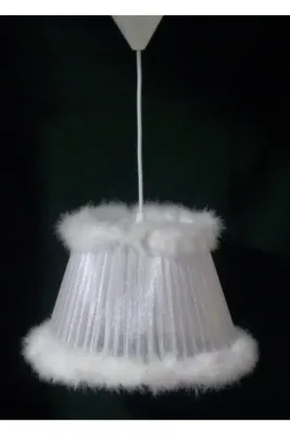 Tekay Aydınlatma Beyaz Tüylü Çocuk Odası Yatak Odası Avizesi Çap 30 Cm