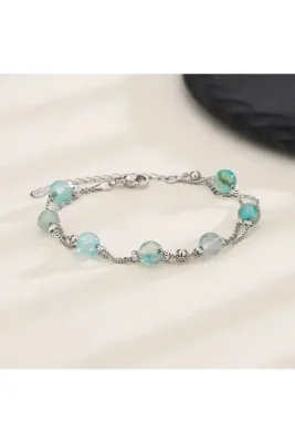 Eyelashes Silver 925 Ayar Gümüş Mavi Kristal Taşlarla Süslü Bileklik