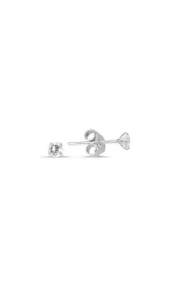 Eyelashes Silver 925 Ayar Gümüş Yuvarlak Zirkon Tektaş Küpe