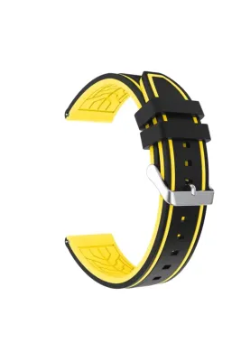 MarkaCase Samsung Galaxy Watch 46mm için Silikon Kordon 22MM - Siyah/Sarı