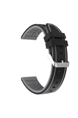 MarkaCase Garmin Vivoactive 4 için Silikon Kordon 22MM - Siyah/Gri