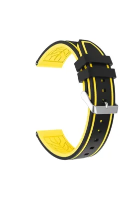 MarkaCase Honor Watch Gs Pro İçin Silikon Kordon (22mm) - Siyah/Sarı