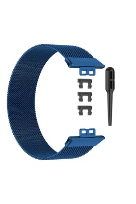 MarkaCase Huawei Watch Fit Elegant Için Pimli Metal Mıknatıslı Milanese Kordon Lacivert