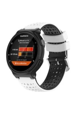 MarkaCase Garmin Forerunner 230-235 Uyumlu Silikon Kordon - Beyaz/Siyah