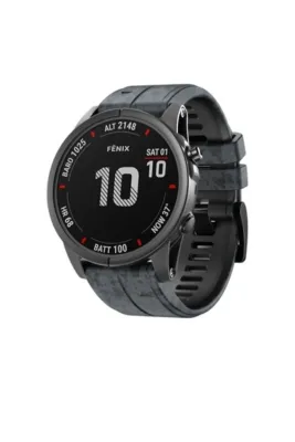 MarkaCase Garmin Fenix 6 -6 Pro (22MM) Kamuflaj Silikon Saat Kordonu - Antrasit Kamuflaj