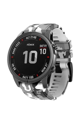 MarkaCase Garmin Forerunner 935/945/955 silikon kayış(22mm) Kamuflaj Silikon Saat Kordonu - Beyaz Kamuflaj