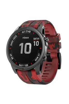 MarkaCase Garmin apporach 60-62 (22mm) Kamuflaj Silikon Saat Kordonu - Kırmızı Kamuflaj