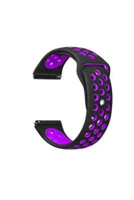 MarkaCase Fossil Watch Gen 6 Uyumlu Için Delikli Spor Kordon Siyah Mor
