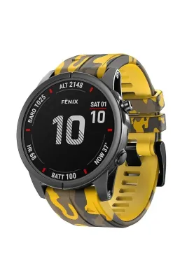 MarkaCase Garmin D2 delta-D2 delta px  (26MM) Kamuflaj Silikon Saat Kordonu - Sarı Kamuflaj