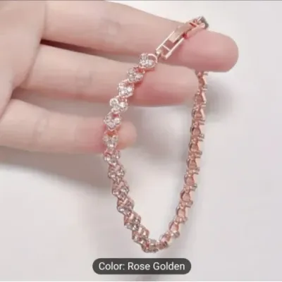 Elif Tedarik Kalpli Pırlanta Görünümlü Bileklik (Rose Gold)