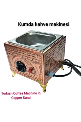 SAFİR ÇAY KAZANLARI 19x18 cm ebatlı ev için kare kumda kahve Bakır Kumda Kahve Tek Cezvelik Safir kumda kahve makinesi