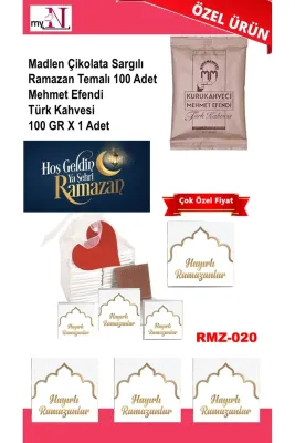 Madlen Çikolata Sargılı Ramazan Temalı 100 Adet - Mehmet Efendi Türk Kahvesi 100 GR X 1 Adet