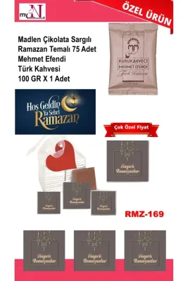 Madlen Çikolata Sargılı Ramazan Temalı 75 Adet - Mehmet Efendi Türk Kahvesi 100 GR X 1 Adet