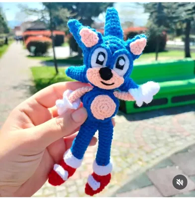 Amigurumi süper Sonic oyuncak mavi kirpi Sonic the hedgehog oyuncak aksiyon karakteri hediyelik örme sonic