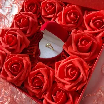 MY-NİL Ciddi İlişkim Var Yüzüklü (Kalp Taşlı Baget Yüzük) Sevgiliye Hediye Kutu Seti
